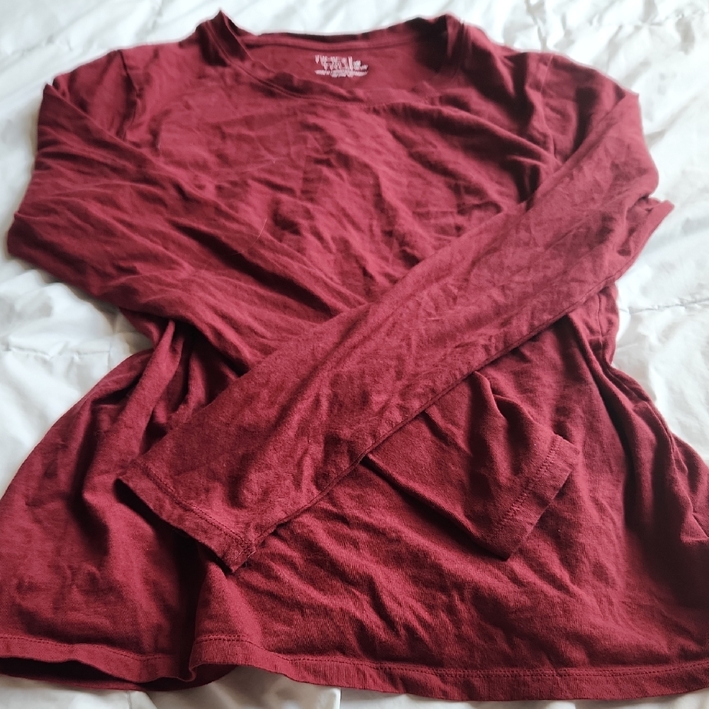 Time and Tru Deep Red Long Sleeve Shirt